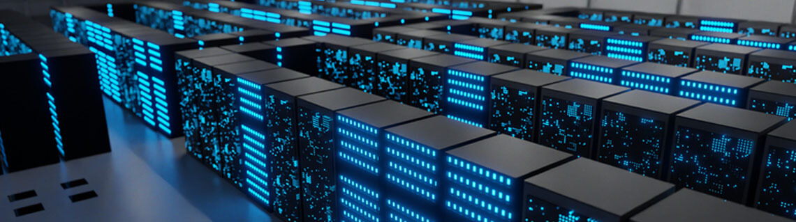 Aerial view inside of a data center facility